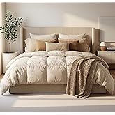 IDEALHOUSE Corduroy Queen Size Bed Frame with 4 Storage Drawers, Beige | Corduroy Upholstered Platform Bed Frame with Headboard &amp; Wingback, 4 Storage Drawers with Wheels, No Box Spring Needed
