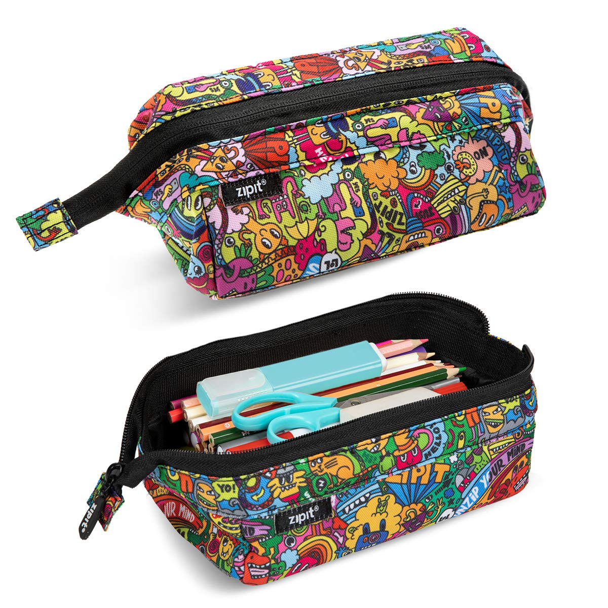 ZIPIT Lenny Pencil Case, Large Capacity Zipper Pouch for School, Stationery Bag for Teen Girls Boys and Adults, Teal