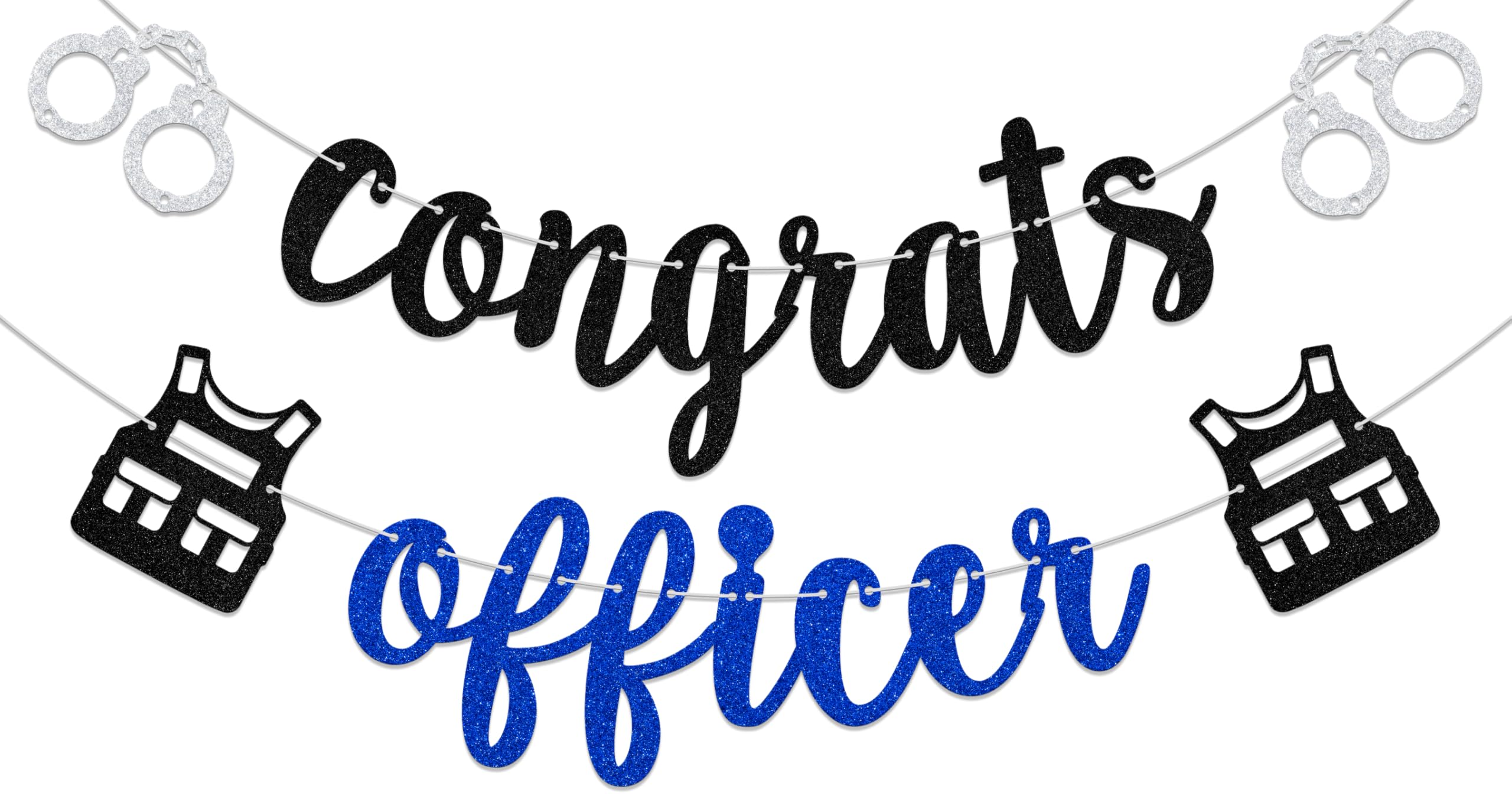 Congrats Officer Banner Police Graduation Party Decorations Police Academy Graduation Decoration Black Blue Glitter