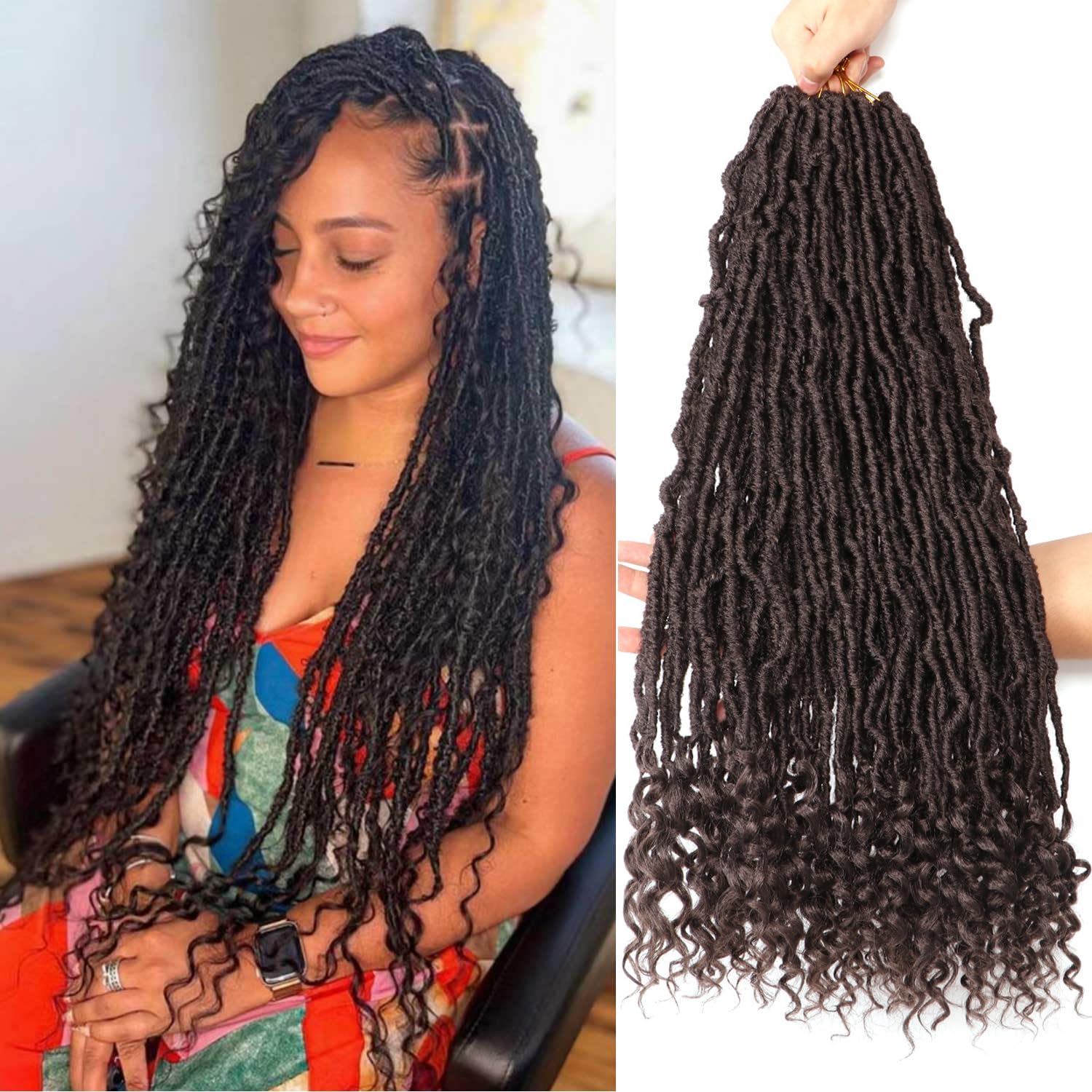 8 Packs Faux Locs Crochet Hair Extensions for Black Women Crochet Braids Hair Extensions for Braiding Hair Goddess Locs Crochet Hair (18 Inch (Pack of 8), #4) โ image 1