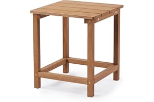 SOLIWOOD Outdoor Wooden Adirondack Patio Side Table, Cedar Wood Garden End Table, Coffee Table for Indoor or Outdoor