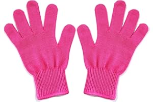 Lessmon 2 Professional Heat Resistant Gloves for Hair Styling Heat Blocking for Curling, Flat Iron and Curling Wand Suitable for Left and Right Hands, Pink