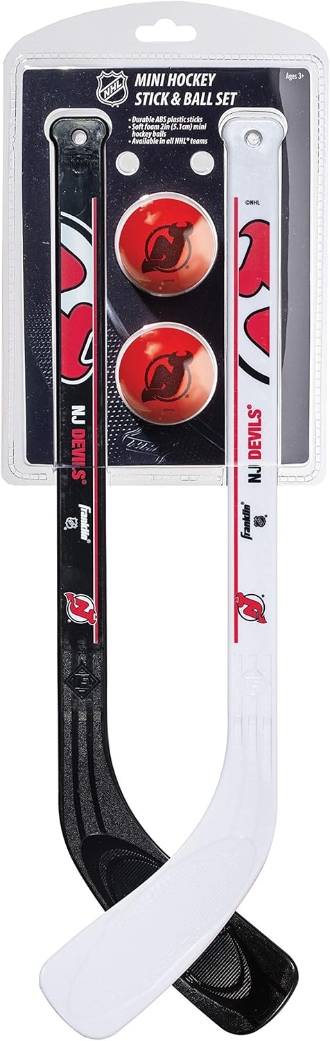 Franklin Sports NHL New Jersey Devils Mini Hockey Stick Set - NHL Team Knee Hockey Stick and Ball Set - Two Player Stick Set - Great Toy for Kids, Multi : Sports & Outdoors