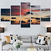 SIGNWIN 5 Panel Canvas Wall Art Colors of The Sky for Home Decorations Ready to Hang - 60