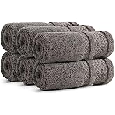 REDKISS Luxury Washcloths for Showering, 13x13 inch, 100% Cotton Premium Wash Cloths Set of 6, Super Soft and Highly Absorbent Face Towels for Bathroom, Spa, Gym and Hotel, Brown