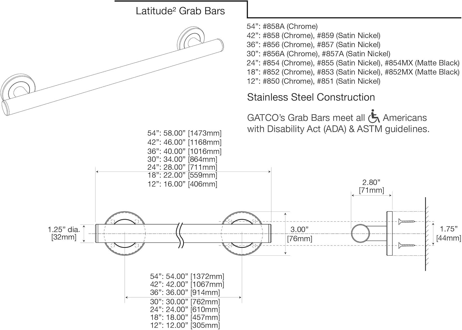 Gatco 856A Latitude II Grab Bar, 30 Inch, Chrome: Home Improvement