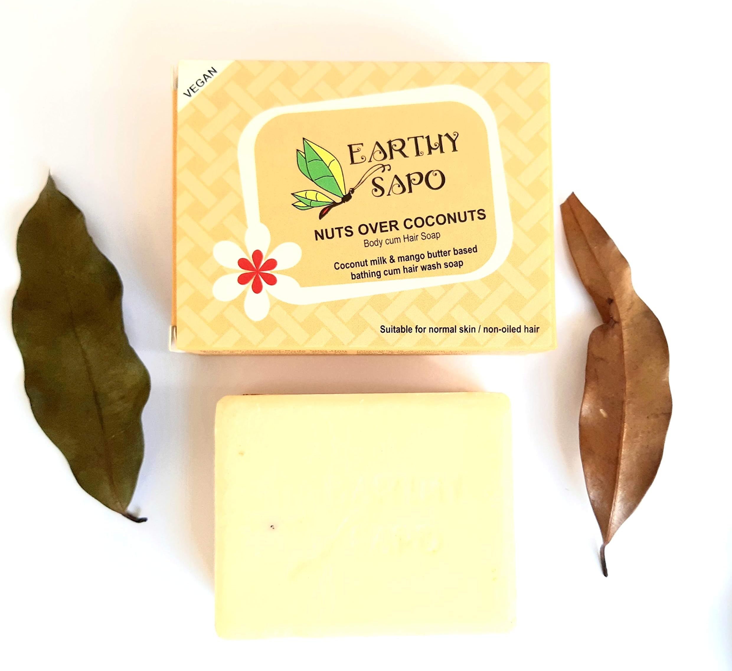 Earthy Sapo's Nuts Over Coconuts Body Cum Hair Soap (coconut milk), 100g - Pack of 1