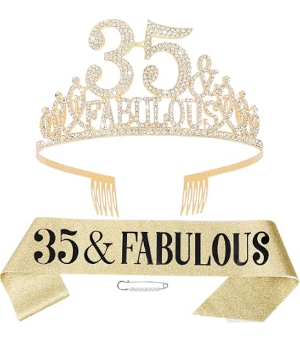 „35 & Fabulous“ Geburtstagsschärpe – Schwarzer Satin Mit Silberner Folie, 80 Cm Lang