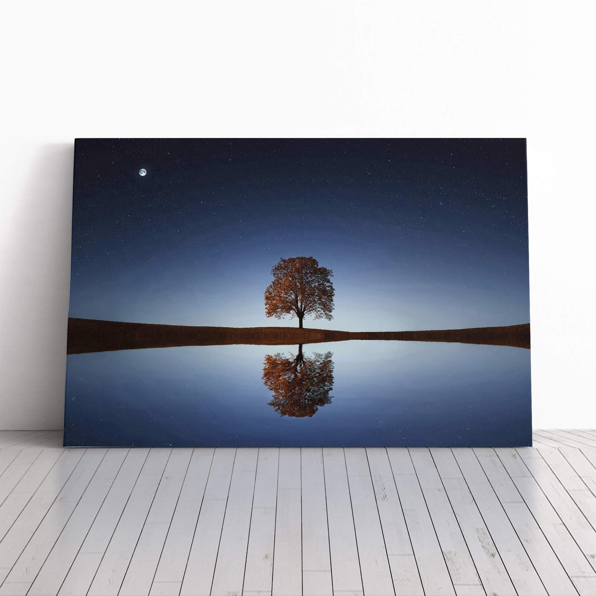 Landscape Lone Tree (3) Canvas Print | Gallery Wrapped 30mm Frame Wall Art | 20x14 inches | Ready to Hang | Modern Landscape Picture | Living Room Bedroom Lounge Office