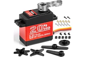 Miuzei 20KG RC Servo Motor High Torque Metal Gear Digital Servo Waterproof Steering for 1/8, 1/10 R/C Model DIY Car Robot, Control Angle 180° (1)