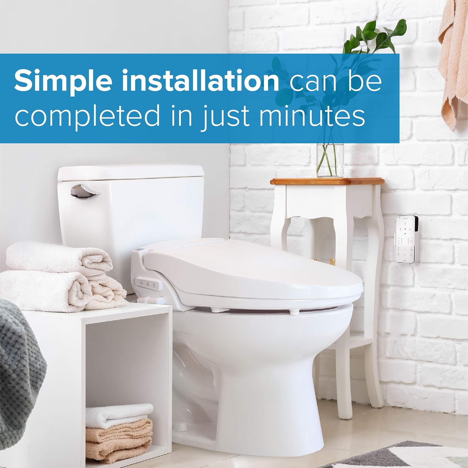 Brondell LE99 Swash Electronic Bidet Seat LE99, Fits Round Toilets, White – Lite-Touch Remote, Warm Air Dryer, Strong Wash Mode, Stainless-Steel Nozzle, Saved User Settings & Easy Installation, LE99 - - 