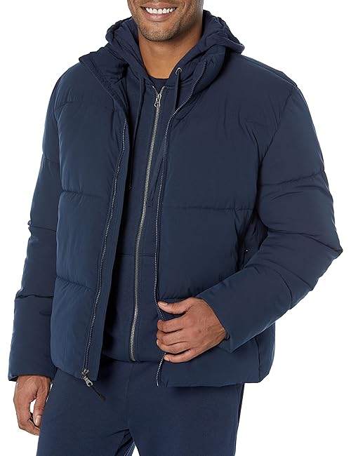 Amazon Essentials Men's Mock Neck Heavyweight Puffer Coat (Available in Big & Tall), Navy, Small