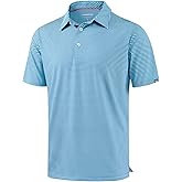 G Gradual Mens Golf Shirt Dry Fit Moisture Wicking Perfomance Short Sleeve Striped Polo Shirts for Men Dressy Casual