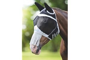 SHIRES FINE MESH Fly MASK with Nose Fringe (Full, Black)