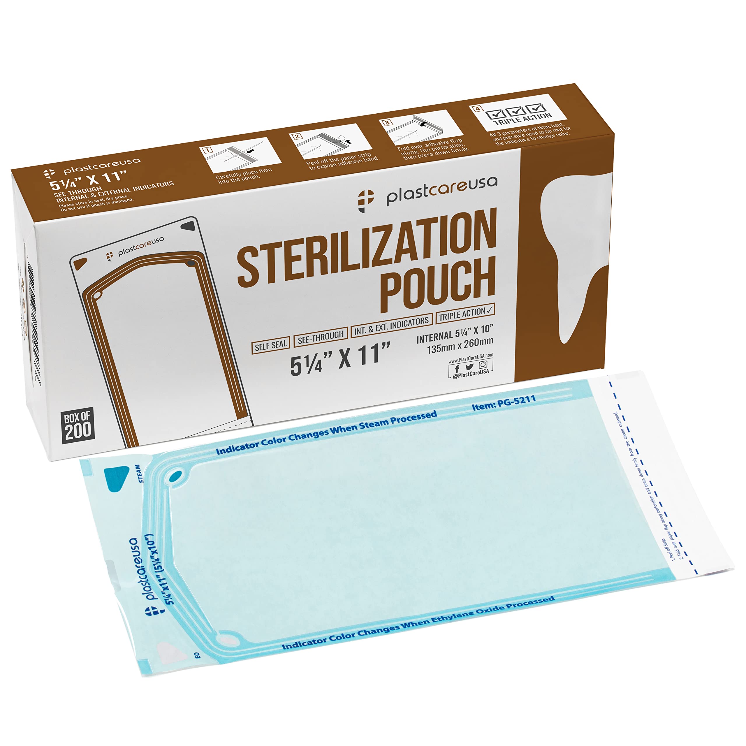 200 5.25 x 10 Self-Sterilization Pouches for