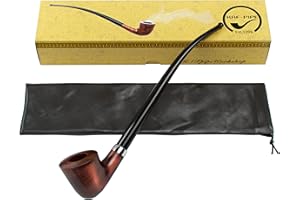 KAFpipeWorkshop Tobacco Pipe Model KAF218 Churchwarden Style Wooden Handmade Dublin Shape from Pear Wood with Acrylic Stem, Gift Box with Pouch (Ukraine)