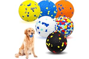 CHEODIN 6 Pcs Dog Balls Tennis Ball for Aggressive Chewers Indestructible Dog Teething Chew Toys for Large Medium Small and Puppies, More Biting-Proof Atom.