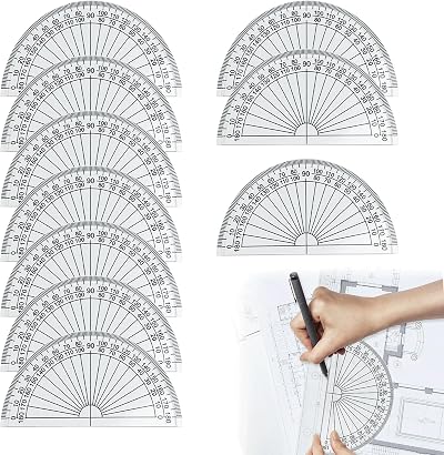 MEKEET 10PCS Helix Protractor 180 Degree Set 4 Inches Clear Plastic Protractor