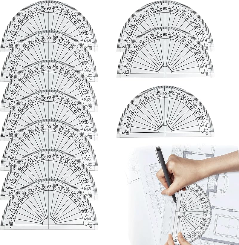 MEKEET 10PCS Helix Protractor 180 Degree Set 4 Inches Clear Plastic Protractor