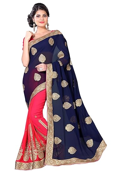 Oomph! Womens Georgette Saree with Blouse Piece