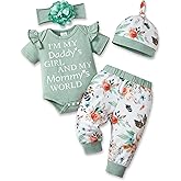 Renotemy Newborn Infant Baby Girl Clothes Summer Outfits Infant Romper Pants Cute Toddler Girl Clothes Gift Set