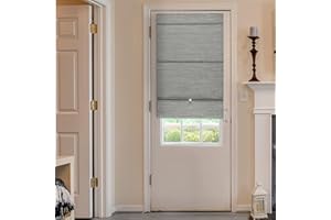 GoDear Design 99.99% Blackout Magnetic Door Blinds, No Drill Cordless Roman Shades, French Door Curtains, Classroom Door Curtains, Shades for Indoor Windows, 27" W x 65" L, Iron