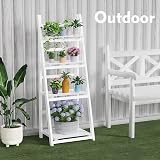 HOMIDEC 4-Tier Wooden Plant Ladder Shelf White Free Assembly Foldable view 9