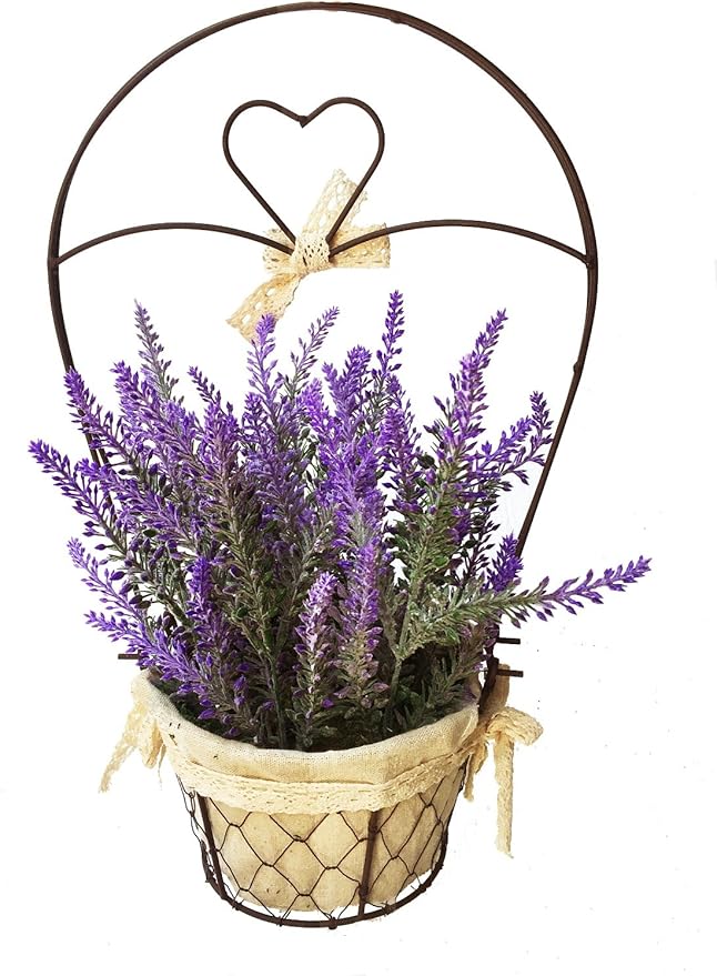 Artificial Flower Purple Lavender basket for Home Décor