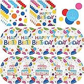 40 Pcs Happy Birthday Paper Plates and Napkins Sets - Polka Dots Bday Party Supplies Tableware, Disposable Colorful Dinner Plates Napkins Kit for Birthday Party Decorations Table Decor, Serves 20