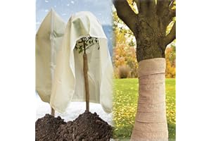 LA GUSCHI Plant Covers Freeze Protection with Burlap Tree Wrap，2 Pack 39"*47" Plant Covers Bags with Zipper and Drawstring, Frost Cloth Blanket for Outdoor Plants Winter Cold Weather Freeze Protection