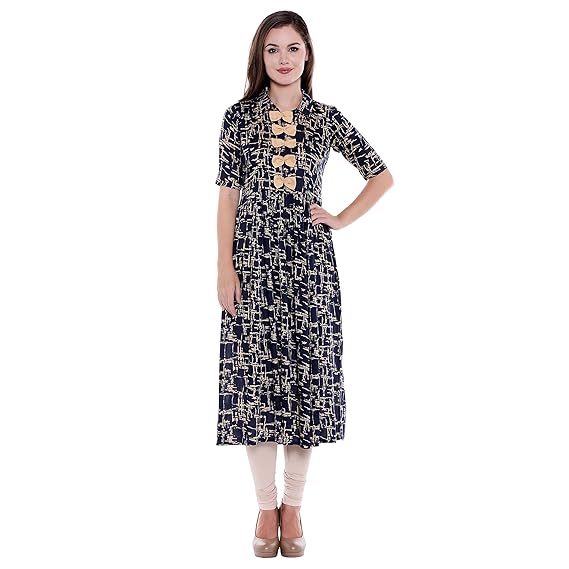 OOMPH! Womens Rayon Pleated Kurta