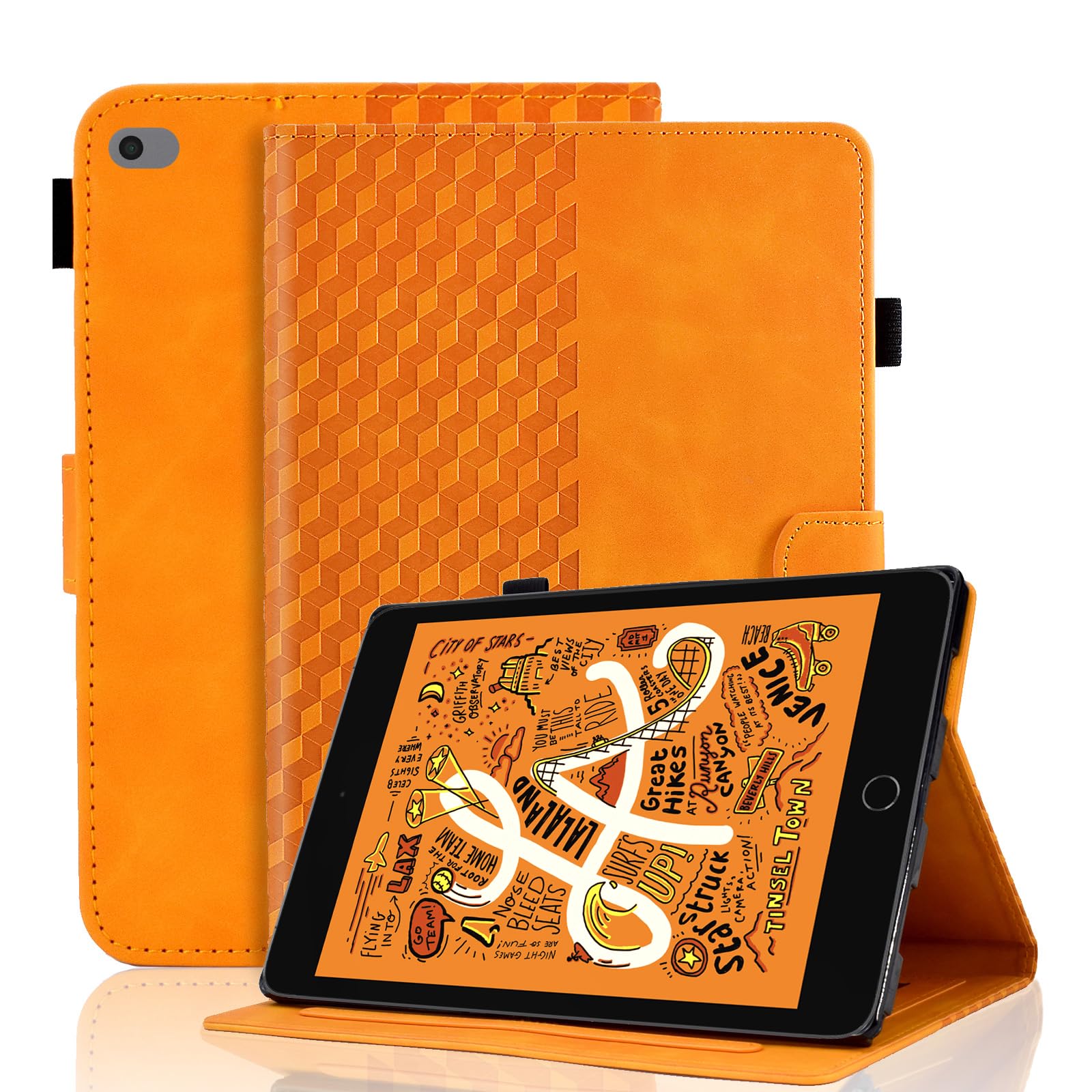 Vkooer Case for iPad MINI 5th Generation 2019 7.9 inch - iPad MINI 4/3/2/1 PU Leather Folio Flip Cover Smart Shell with Auto Sleep/Wake Multi Angle Viewing Stand, Orange — image 1