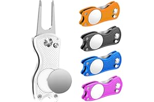 Middletown Outdoors Golf Divot Tool with Magnetic Ball Marker, Multifunctional Divot Tool, Foldable Fork,Fix Divots, Clean Clubs and Cleats, U Shape Bottom can Hold Club