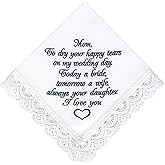 Generic Mother of the Bride Handkerchief Embroidered Wedding Gift for Mom from Daughter Wedding Keepsake for Bride's Mom Sentimental Gift for Parents