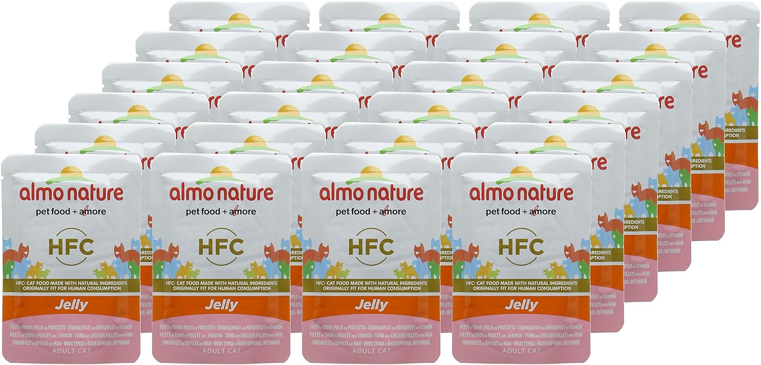 Almo Nature HFC Jelly - Wet Cat Food for Adult Cats - Tuna, Chicken and Ham - Human-Grade, Gluten-Free - 55g (Pack of 24) - Image 5