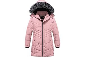 Pursky Girls' Warm Winter Coat Long Parka Fleece Lined Waterproof Puffer Jacket With Removable Hood
