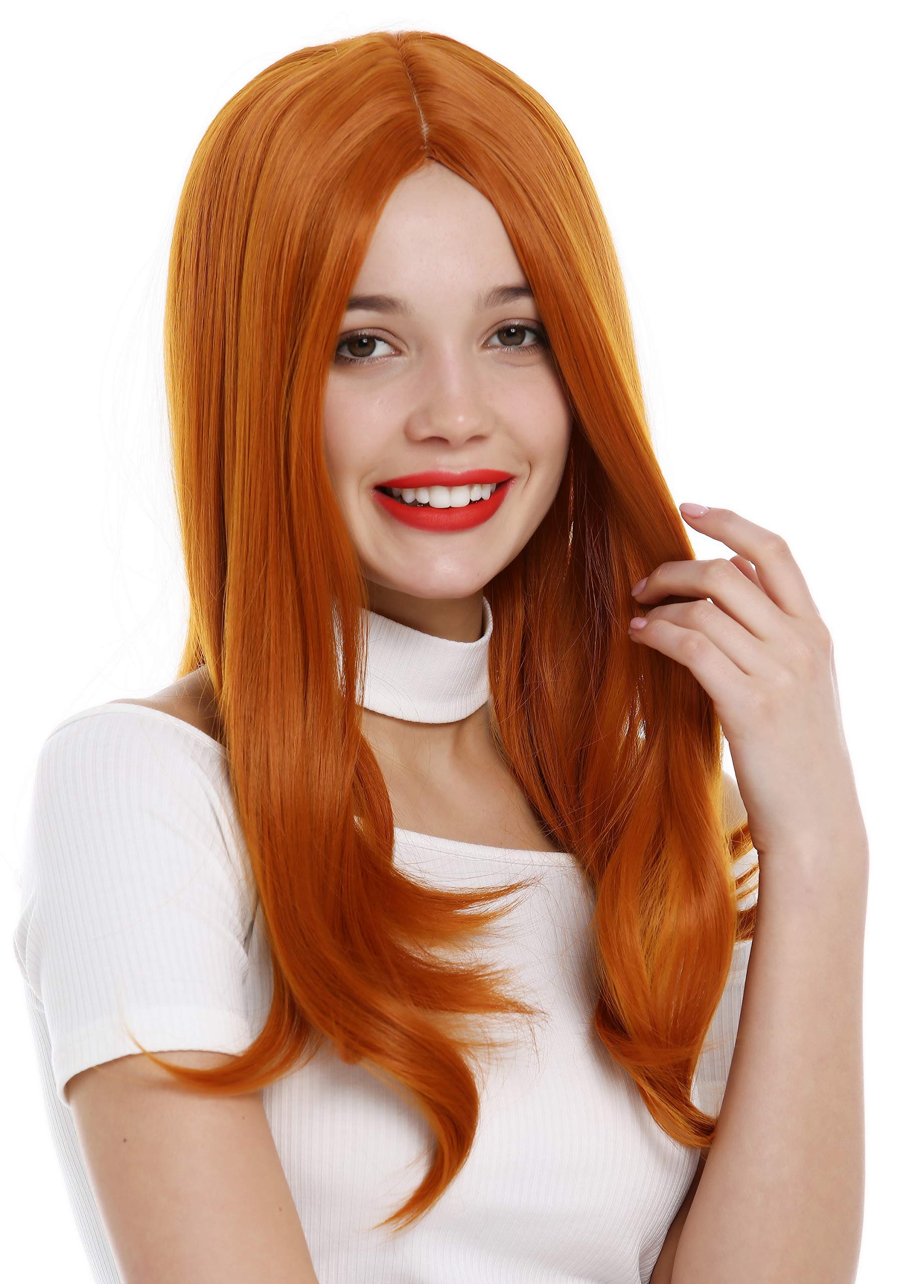 WIG ME UP - SA-151-T2735 Long Lady Wig straight sleek hair middle parting orange