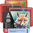 ARTEZA Colored Pencils, 72 Wax-Based Color Pencils, Vibrant Coloring Pencils in Tin Box for Adults, Professional Art Supplies