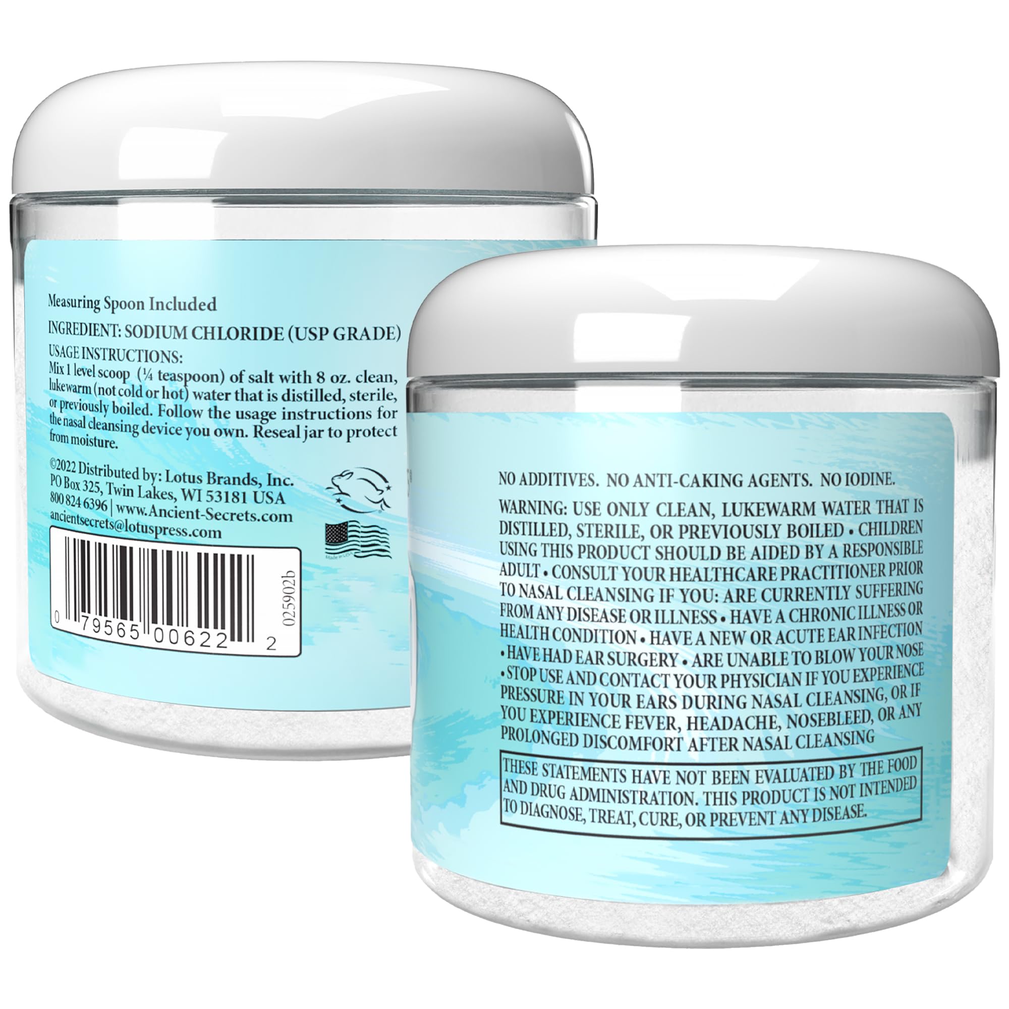 Ancient Secrets Nasal Cleansing Salt, Non-Iodized – USP-Grade Sodium Chloride for Any Neti Pot, Sinus Irrigation System, 10 Oz + Single-Use Travel Pack