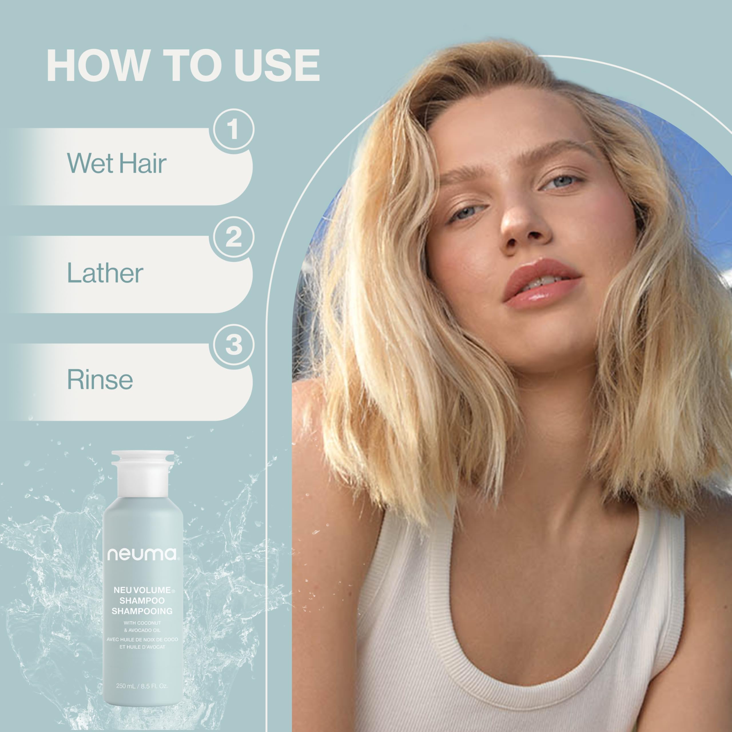 NEUMA Neu Volume Shampoo 8.5 Fl. Oz. Fennel, Ylang Ylang, Patchouli, and Vanilla Scent, Sulfate Free Shampoo