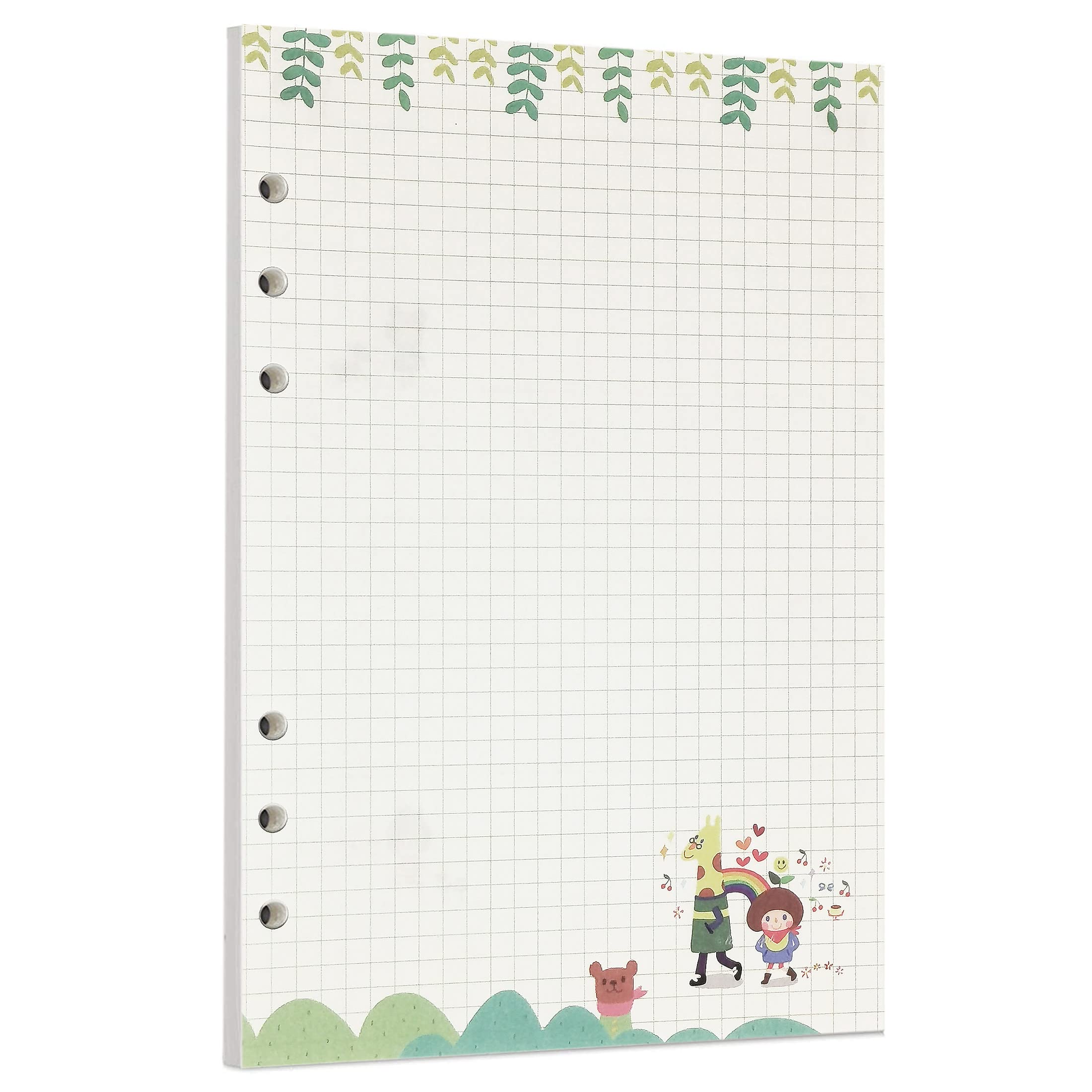 Zelten 40 Sheets 80 Pages Colorful Loose Leaf Punched Paper Refills Paper for 6 Hole Binder Personal Organizer Diary Notebook Refillable Planner (A5, Little Girl Weekly Planner)