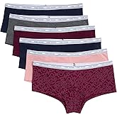 Tommy Hilfiger womens Classic Cotton Boyshort Underwear With Logo Waistband 6-pack