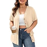 TIANZHU Plus Size Cardigan for Women Cardigan Lightweight Fall Outfits 2026 | Plus Size Button Down Cardigan with Pockets,Lightweight and Breathable,For Casual,Daily,Outdoor,Travel,Workplace