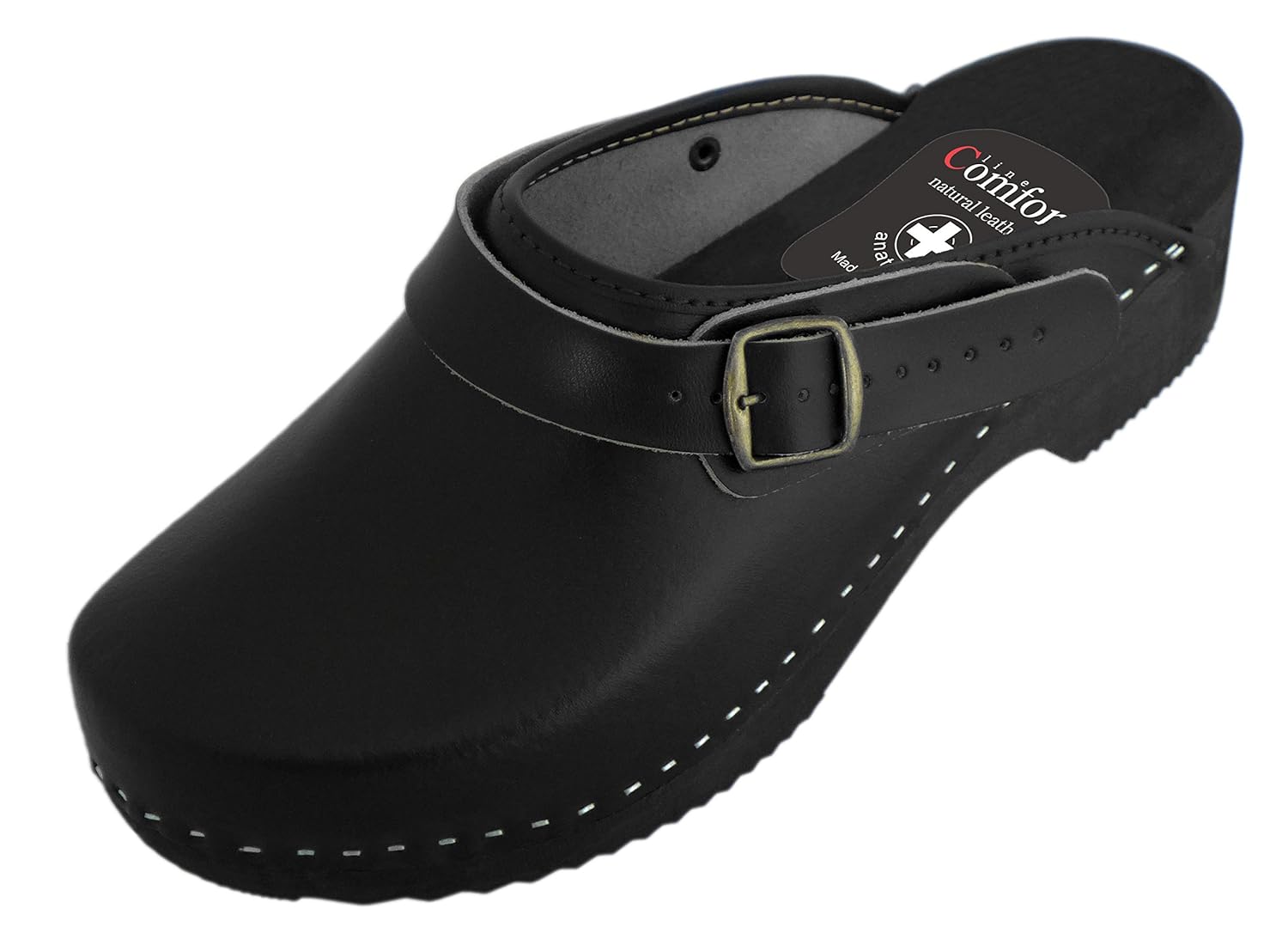 aveente De hombre de piel con hebilla y número de Madera