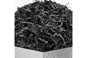 DOTUHAO Crinkle Cut Paper Shred, Black Color Crinkle Paper, Gift Basket Filler, Gift Box Filler Paper Shreds, Raffia Grass great for Gift Wrapping, Basket Filling (Black, 2 oz)
