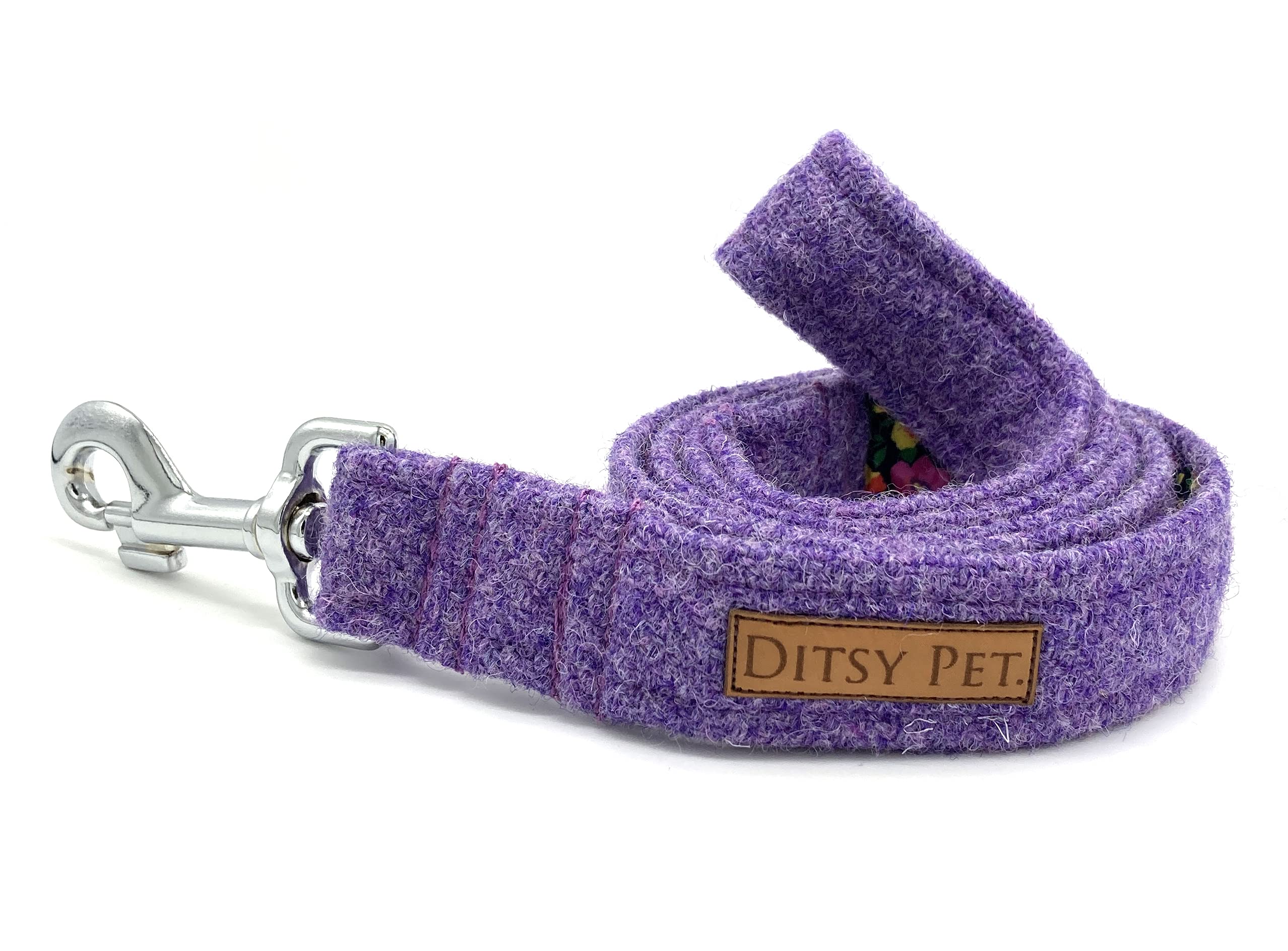 Ditsy Pet Harris Tweed Dog Lead (Lilac, S/M)