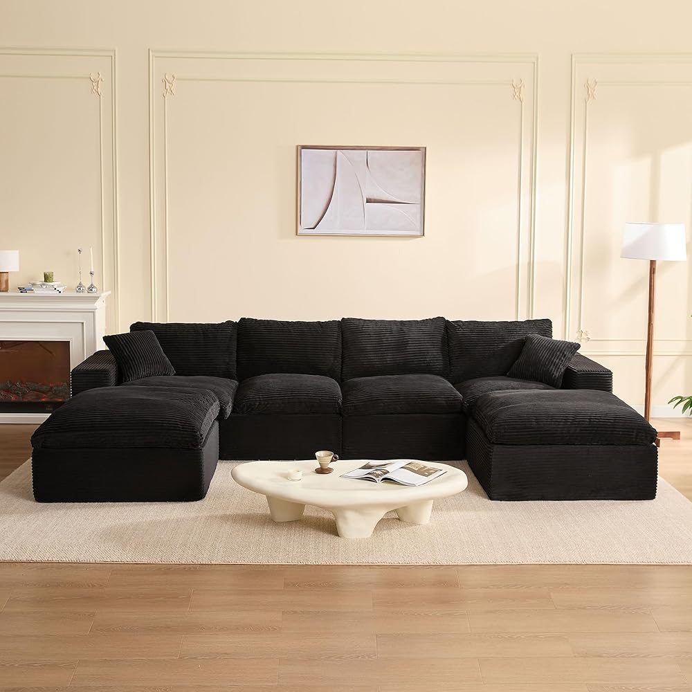 EJC 137.8” Sectional Couches for Living Room, Set of Cloud Couch, Modular Sectional Sofa, Convertible Sofas Bed, Deep Seat So