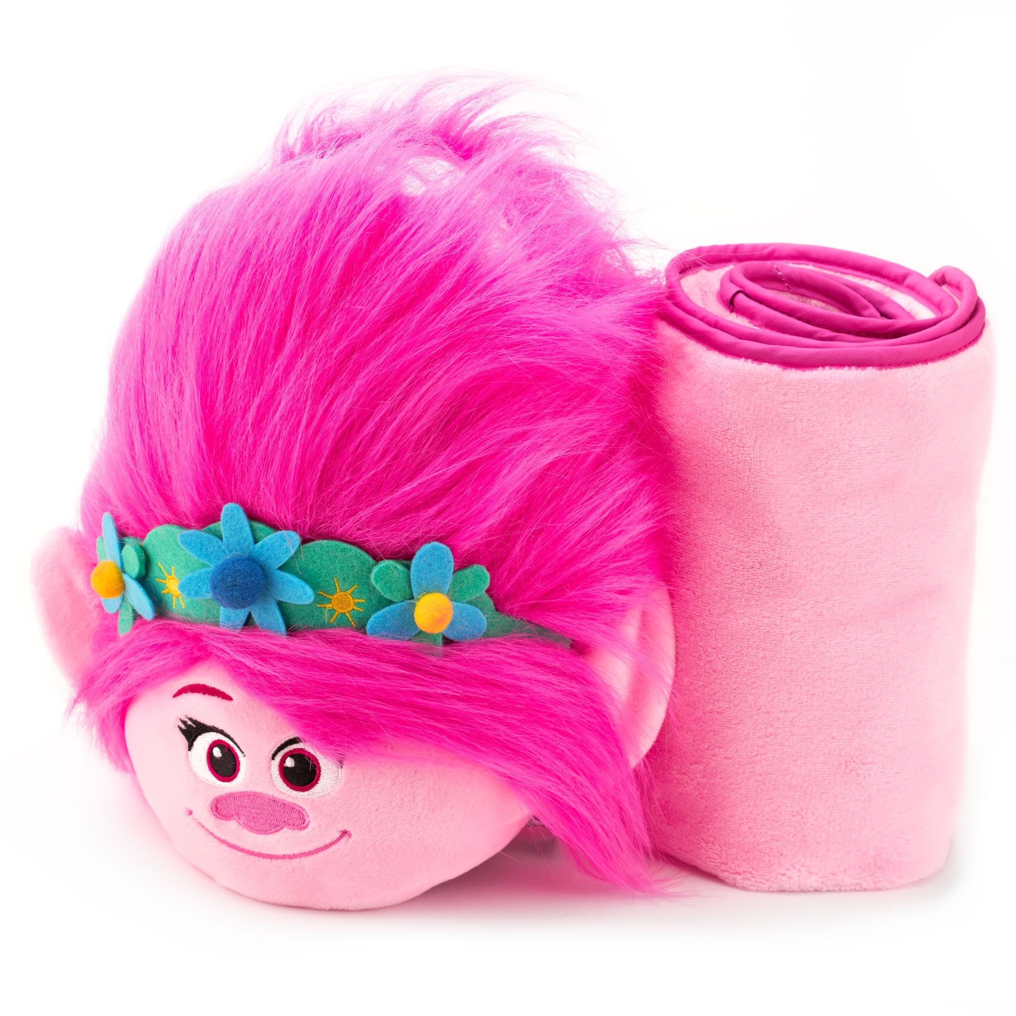 Trolls Armrest Buddy Stuffed Plush Travelling Toy With Blanket 13” - Kids Ultimate Travel Pillow Companion Set (Poppy) — image 1