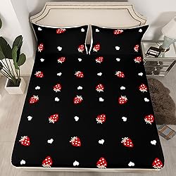 Erosebridal Strawberry Bed Sheet Queen Size Red and