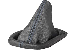 L & P Car Design Shift Boot Cover Genuine Leather Compatible with 3 Series e30 e36 e46 5 Series e34 Manual Transmission black blue stitch